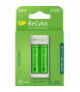 Ładowarka podstawowa do akumulatorów NiMH, w zestawie 2 akumulatory ReCyko AA 2100mAh. GP_BATTERY E211 210AAHCN-2B2