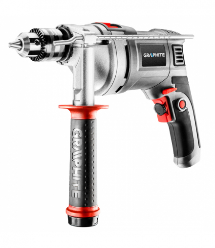 WIERTARKA UDAROWA 850W, UCHWYT KLUCZYKOWY 13 MM, OBROTY 0-3000 MIN⁻¹, WALIZKA GRAPHITE 58G728