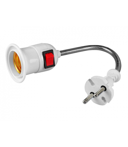 ADAPTER GNIAZDA ŻARÓWKI E27 - WTYK 230V Z WYŁĄCZNIKIEM, GIĘTKI LX2317