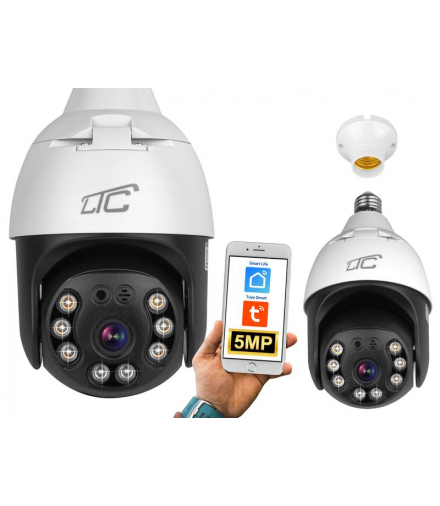 VISION KAMERA OBROTOWA GNIAZDO E27 230V IP65 PTZ Wifi IP 5 Mpix App Tuya/iOS/ANDROID LTC LXKAM35