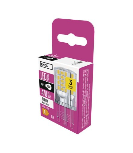 Żarówka LED Classic JC / G9 / 4 W (40 W) / 470 lm / neutralna biel EMOS ZQ9545.2