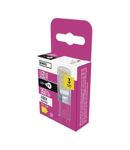 Żarówka LED Classic JC / G9 / 2,5 W (32 W) / 350 lm / neutralna biel EMOS ZQ9536