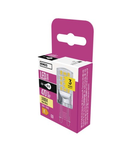 Żarówka LED Classic JC / G9 / 4 W (40 W) / 470 lm / ciepła biel EMOS ZQ9544