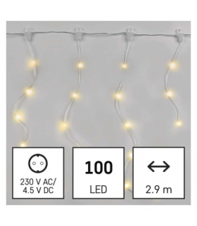 Dekoracje - 100LED drop łezki 2,9m ciepła biel, 8 programów, IP44 EMOS D3CW02