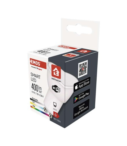 GoSmart Żarówka LED MR16 / GU10 / 4,8 W (35 W) / 400 lm / RGB / ściemnialna / Wi-Fi Tuya EMOS ZQW832R