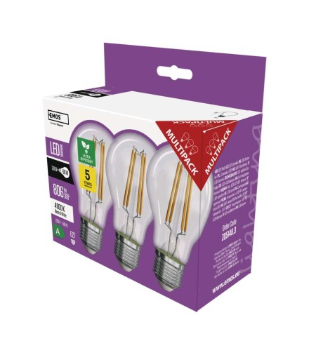 Żarówka LED Filament A60 / E27 / 3,8 W (60 W) / 806 lm / neutralna biel EMOS ZF5148.3