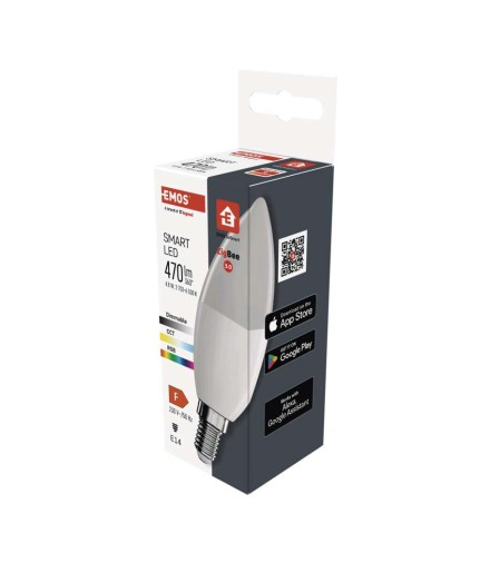 GoSmart Żarówka LED świeczka / E14 / 4,8 W (40 W) / 470 lm / RGB / ściemnialna / Zigbee EMOS ZQZ322R