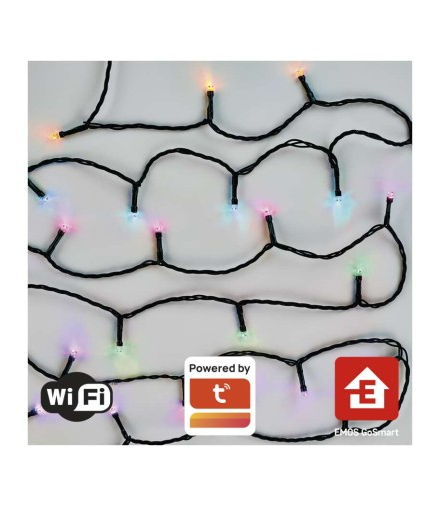 GoSmart lampki choinkowe 120LED 12m, RGB, czarny przewód, 64 programów, IP44, Wi-Fi Tuya EMOS D4ZR02