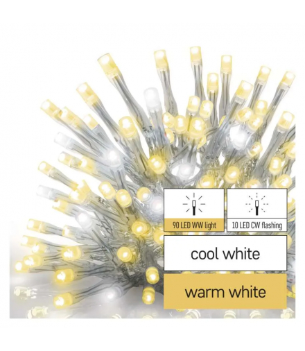 Oświetlenie łączone Standard - sople 100 LED 2,5 m ciepła + zimna biel miga, IP44, timer EMOS Lighting D1CN01