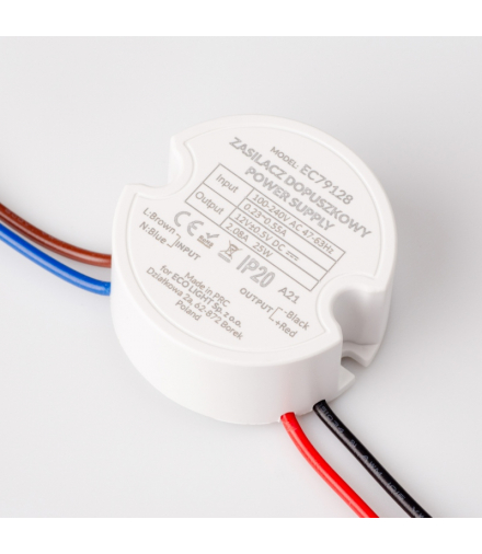 Zasilacz do puszki fi60 2,08A 25W 12V IP20 48x48x22 Ecolight EC79128
