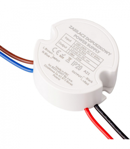 Zasilacz do puszki fi60 2,08A 25W 12V IP67 50x50x22 Ecolight EC20127