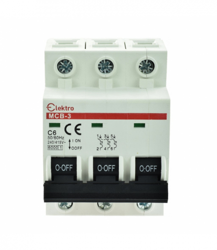 Wyłącznik nadprądowy, bezpiecznik N-P 3P C 6A Elektro INQ MCB-3-C-6