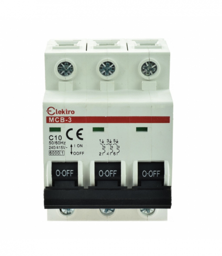 Wyłącznik nadprądowy, bezpiecznik N-P 3P C 10A Elektro INQ MCB-3-C-10