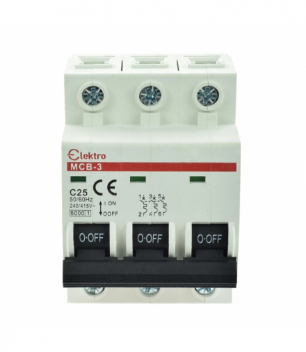 Wyłącznik nadprądowy, bezpiecznik N-P 3P C 25A Elektro INQ MCB-3-C-25