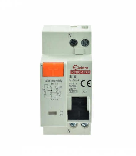 Wyłącznik różnicowoprądowy z członem nadprądowym RCBO 2P 30mA AC B 10A Elektro INQ RCBO-2P-B10