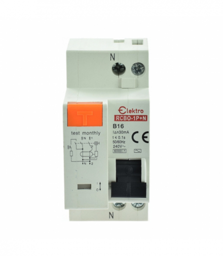 Wyłącznik różnicowoprądowy z członem nadprądowym RCBO 2P 30mA AC B 16A Elektro INQ RCBO-2P-B16
