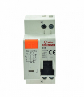 Wyłącznik różnicowoprądowy z członem nadprądowym RCBO 2P 30mA AC C 16A Elektro INQ RCBO-2P-C16