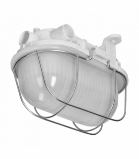 OVAL 7040T, oprawa oświetleniowa, 40W, E27, IP44, IK10, klosz poliwęglan matowy, podstawa polipropylen, siatka metalowa, biała Orno A1120-MP