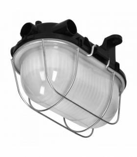OVAL 7040T, oprawa oświetleniowa, 40W, E27, IP44, IK10, klosz poliwęglan matowy, podstawa polipropylen, siatka metalowa, czarna Orno A1120CZ-MP