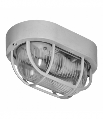 OVAL 7040 STYL, oprawa oświetleniowa, 40W, E27, IP44, IK10, klosz poliwęglan przeźroczysty, podstawa polipropylen, siatka plastikowa, szara Orno A1190SZ-P