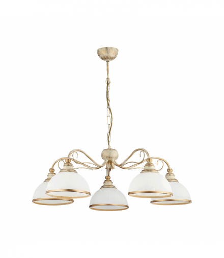 LARISA 5P, lampa wisząca, 5xE27, max 5x60W, metal, ecrie, klosz szklany Orno AD-LD-6535BGE27SM