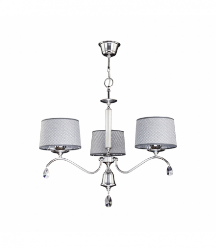 ACHAJA 3P, lampa wisząca, 3xE27, max. 3x60W, metal, chrom, abażur szary Orno AD-LD-6544GGE27T