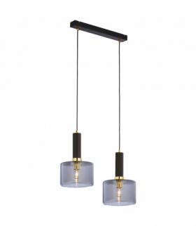 SAMOS 2P, lampa wisząca, 2xE27, max. 2x60W, metal, mosiądz/czarny, klosz szklany Orno AD-LD-6550B-CE27SP