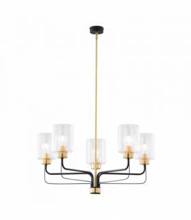 ETOLIA 5P, lampa wisząca, 5xE27, max. 5x60W, metal, mosiądz/czarny, klosz szklany Orno AD-LD-6552B-CE27SP