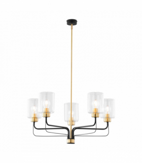 ETOLIA 5P, lampa wisząca, 5xE27, max. 5x60W, metal, mosiądz/czarny, klosz szklany Orno AD-LD-6552B-CE27SP