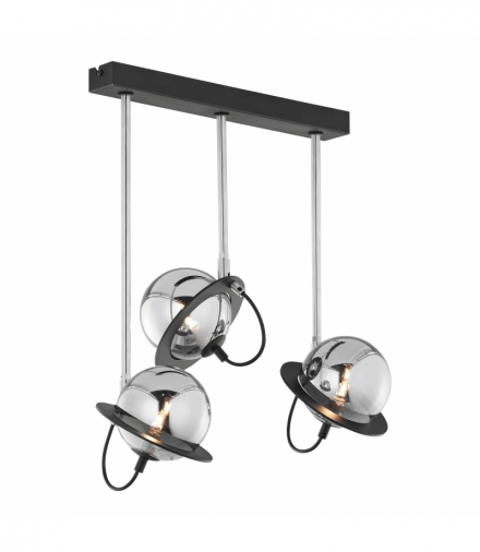 OTRIS 3P, lampa wisząca, 3xG9 LED, max. 3x12W, metal, czarny/nikiel, klosz szklany Orno AD-LD-6556B-NG9SP