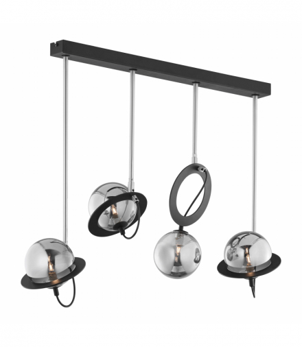 OTRIS 4P, lampa wisząca, 4xG9 LED, max. 4x12W, metal, czarny/nikiel, klosz szklany Orno AD-LD-6557B-NG9SP