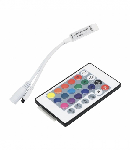 Bezprzewodowy sterownik do taśm LED RGB z pilotem, 24 przyciski, 12V, 6A, 72W Orno AD-TL-6500/P24