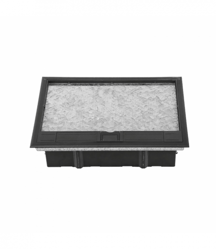 Puszka podłogowa na gniazda modułowe 8 x 45x45mm lub 16 x 22,5x45mm, pokrywa: materiał własny, czarna Orno OR-GP-9203/CF
