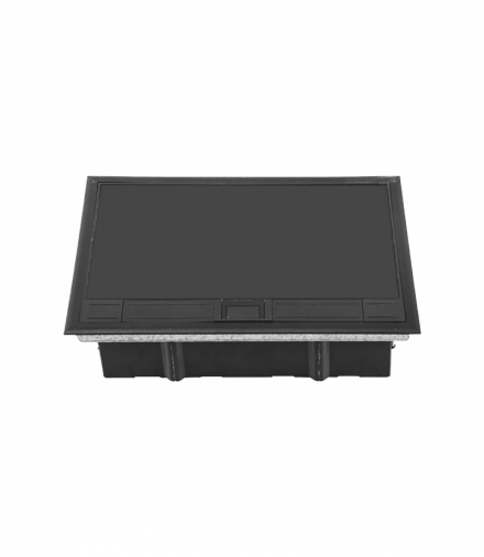 Puszka podłogowa na gniazda modułowe 8 x 45x45mm lub 16 x 22,5x45mm, pokrywa: plastik, czarna Orno OR-GP-9203/P