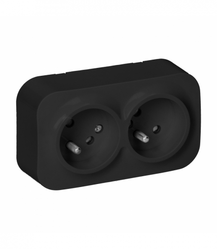 ToDo Gniazdo podwójne 2x2P+Z, 16A/230VAC, IP20, Czarne 10 sztuk Orno OR-OE-7206/B/10