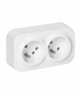 ToDo Gniazdo podwójne 2x2P+Z, 16A/230VAC, IP20, Białe 10 sztuk Orno OR-OE-7206/W/10