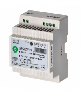 Zasilacz na szynę DIN, 15VDC, 2.0A Orno OR-VID-VP-1069ZD