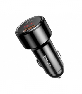 Ładowarka samochodowa Baseus Magic USB + USB-C QC 4.0 PD 45W, czarna. Baseus LXROB42