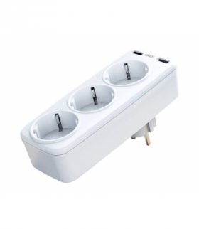 Ładowarka sieciowa z rozdzielaczem 3 gniazda 16A 2xUSB 2,4A 4000W MAX XO LXWL08