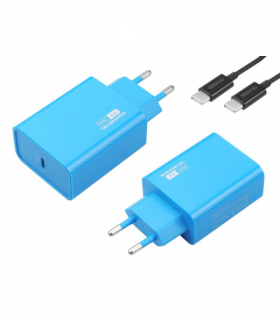 Ładowarka sieciowa Somostel SMS-A78, 2 x USB, PD, 20 W + kabel USB Type-C, niebieska LAMEX LXSMS78