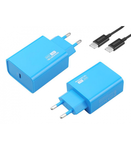 Ładowarka sieciowa Somostel SMS-A78, 2 x USB, PD, 20 W + kabel USB Type-C, niebieska LAMEX LXSMS78