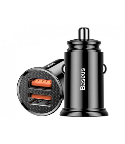 Ładowarka samochodowa Baseus, 2 x USB, Quick Charge 3.0, 30 W, 5 A, czarna. Baseus LXROB19