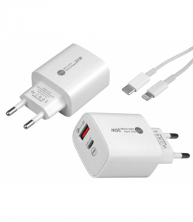 ŁADOWARKA SIECIOWA VEGA 20W+KABEL Type-C/lighting PD QC GN. USB/PD LAMEX LX031879