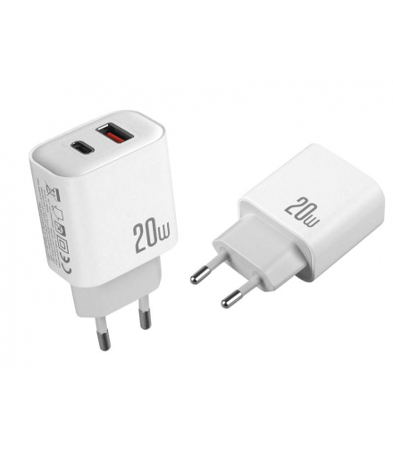 Ładowarka sieciowa CE12 PD QC 3.0 20W 1xUSB 1xUSB-C biała XO LXCE12