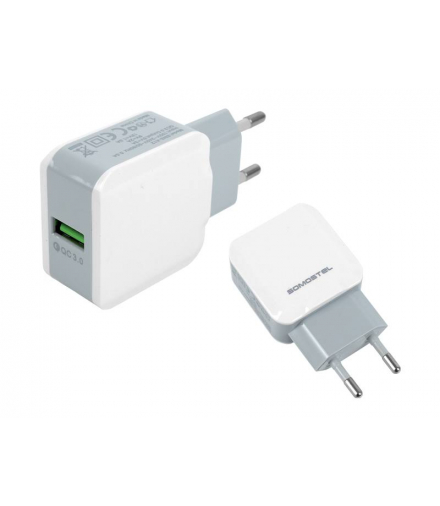 Ładowarka sieciowa SMS-A12, Fast Charger, 3 A, QC 3.0, biała Somostel LXSMS12