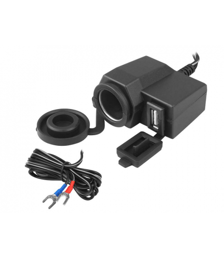 Ładowarka Moto Waterproof USB 2,1A + Socket 12V kabel 1,5m LTC LTC LXAS20