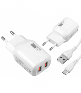 ŁADOWARKA SIECIOWA 2.4A/2xUSB DUAL+KABEL MICRO USB SMS-A139 BIAŁA SOMOSTEL LXSMSA139/MIC