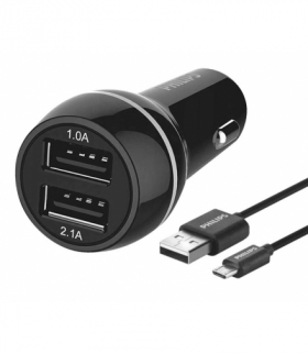 Ładowarka samochodowa 2A+1A 2xUSB DUAL, 3100mAh, 15.5W + kabel microUSB, QUICK CHARGER DPL2357U/10 PHILIPS LXDLP2357