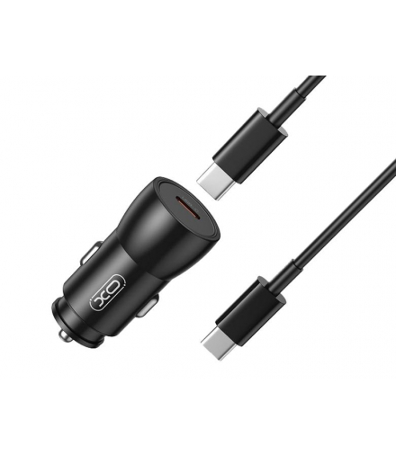 Ładowarka samochodowa CC57 PD 25W 1x USB-C czarna + kabel USB-C - Lightning XO LXCC57