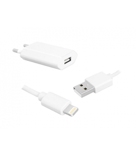 Ładowarka sieciowa USB + kabel 8PIN 1m LAMEX LXG249